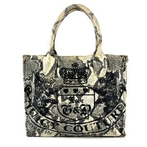 Juicy Couture Snakeskin Glitter Logo Canvas Tote Handbag